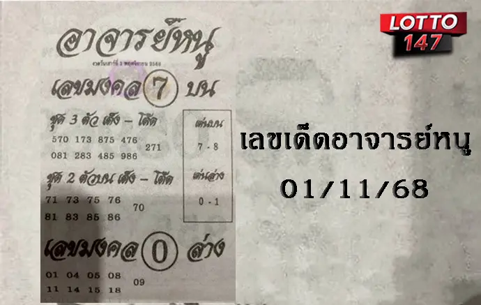 เลขเด็ดอาจารย์หนู