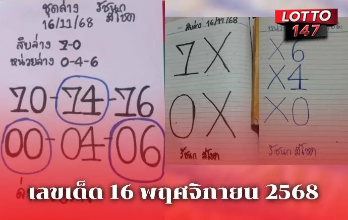 เลขวิ่งล่าง รัชนก มีโชค